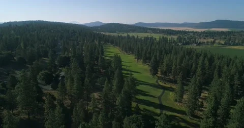 Sweeping drone shot of scenic golf course Stock Footage 215219493