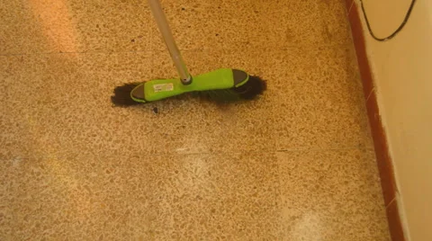 Sweeping the floor after a construction operation. Stock Footage 64898749