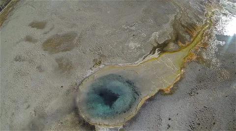 Sweeping Hot Spring Aerial Stock Footage 44093044
