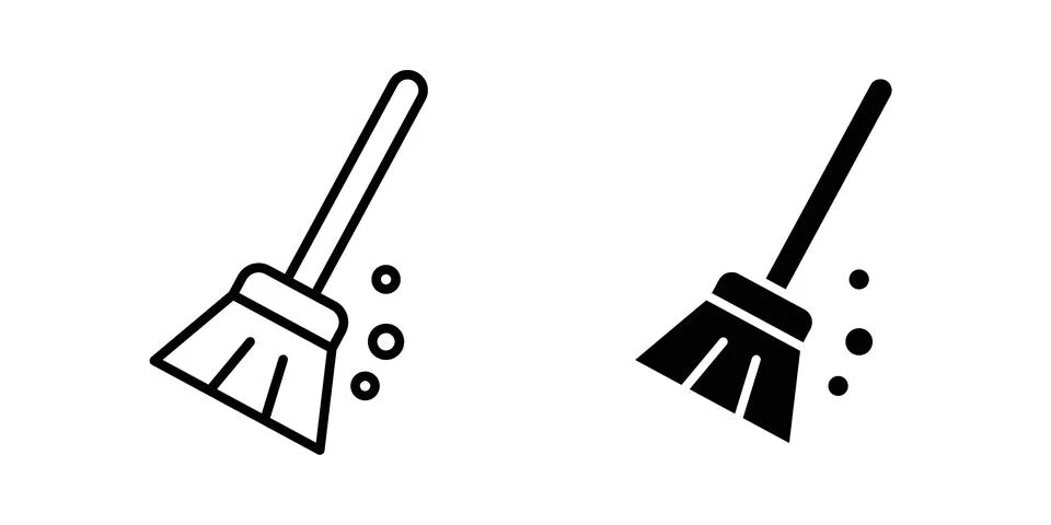 Sweeping icon silhouette vector set. thin line pack Stock Illustration