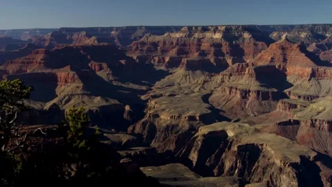 Sweeping landscape view of red rock layers and cliffs Stock Footage 329761785