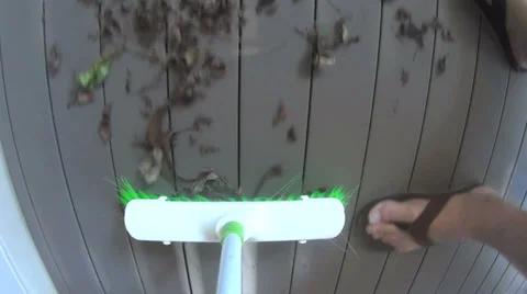 Sweeping Leaves With Broom POV Stock Footage 36615879