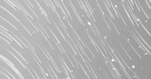 Sweeping monochrome celestial scene showing curved light streaks across night 库存插图