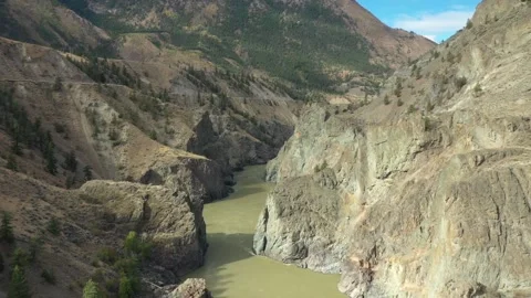 Sweeping Mountain River Drone Shot Stock Footage 146553641