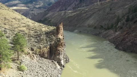 Sweeping Mountain River Drone Shot Stock Footage 146553737