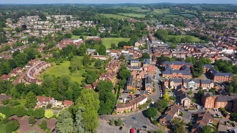 Sweeping pan over the town of Marlow, UK Stock Footage 124504054