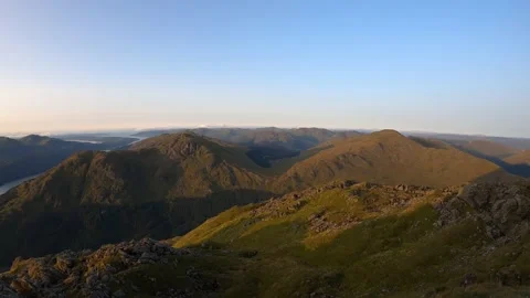 Sweeping POV view of mountains from summit of Cobbler, Scotland 库存影片 151354233
