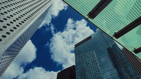 A sweeping shot showcasing the towering modern skyscrapers in Hong Kong's Video stock 338311451