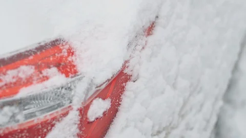 Sweeping snow from a car Video stock 116763767