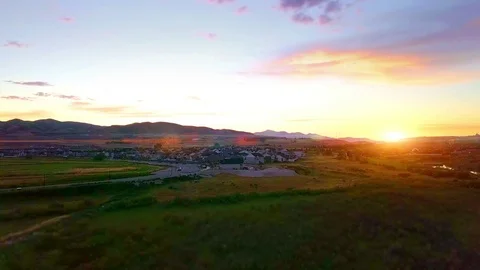 Sweeping sunset panorama Stock Footage 113534264