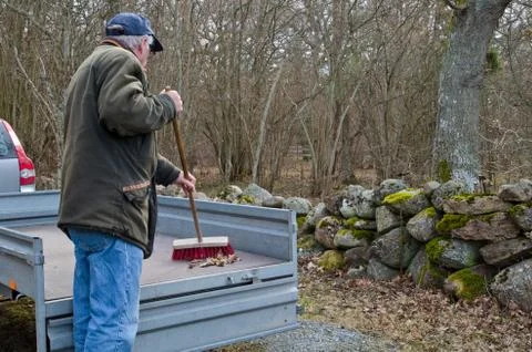 Sweeping the trailer Foto stock