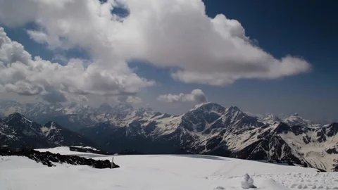 Sweeping View of Caucasus Mountains From Mount Elbrus Stock Footage 122444247