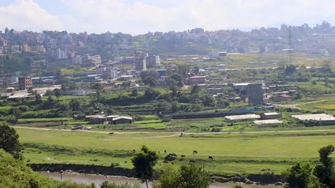 Sweeping view of chobar valley kathmandu 스톡 동영상 219309638