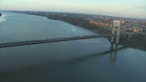 Sweeping view of george washington bridge Stock Footage 75214642