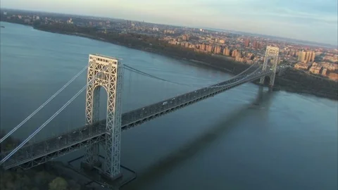 Sweeping view of george washington bridge Stock Footage 75214660