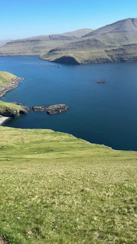 Sweeping view near Bøur, Vágar, Faroe Islands.  Stock Footage 310947839