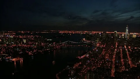 Sweeping view of nyc at night Stock Footage 75214753