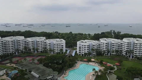 Sweeping views around Mandarin Gardens Condo, Singapore (by drone) Stock Footage 138211154