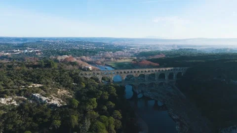 Sweeping Views of a Roman Aqueduct Stock Footage 260054130