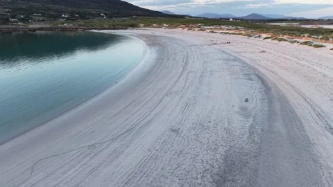Sweeping white sandy beach of Dog’s Bay in County Galway, Ireland Stock Footage 343941184