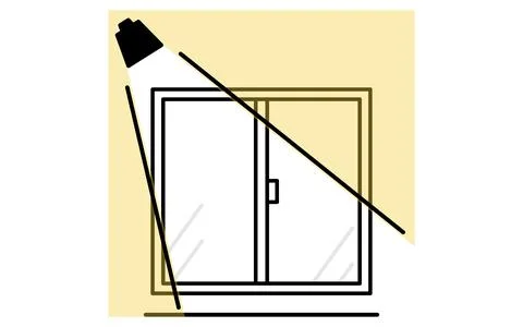 Sweeping windows with sensor lights, Crime Prevention and Home Security Icons Stock Illustration