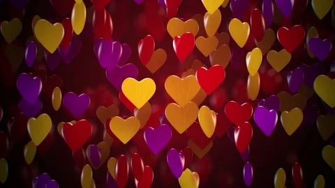 Sweet 3D Rendering Many Candy Hearts Valentine's Day Flying On Red Background Stock Footage 134522996