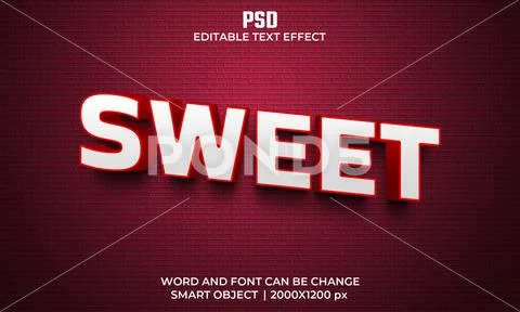 Sweet 3D text effect - Template PSD PSD Template