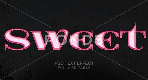 Sweet 3D Text Style Effect Mockup - PSD Template PSD Template