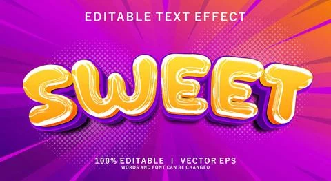 Sweet 3d vector text effect with modern style design Stock Illustration