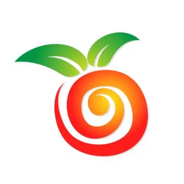 Sweet abstract red apple logo with green leaf for your design, stock vector i Stock Illustration