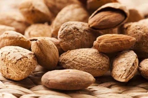 Sweet almonds with kernel Stock Photos