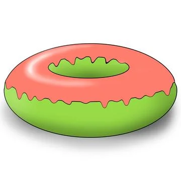 Sweet and beautiful multi-colored donut, illustration,  on a white background Stock Illustration