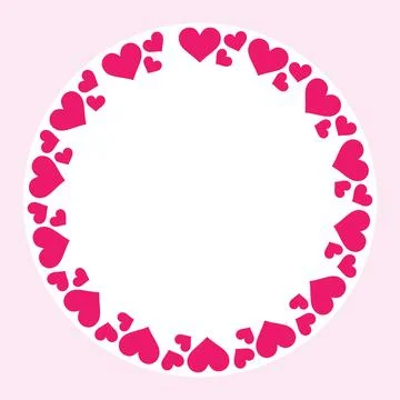 Sweet and Simple Circular Frame with a Pink Heart Border for Valentine's Da.. Stock Illustration