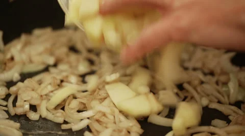 Sweet apple in hot pan Stock Footage 35958845