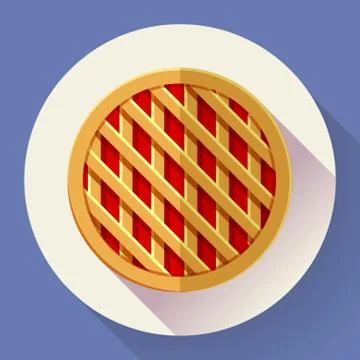 Sweet apple pie icon. Flat designed style Иллюстрация