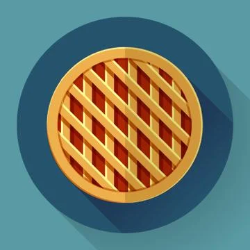 Sweet apple pie icon. Flat designed style Stock Illustration