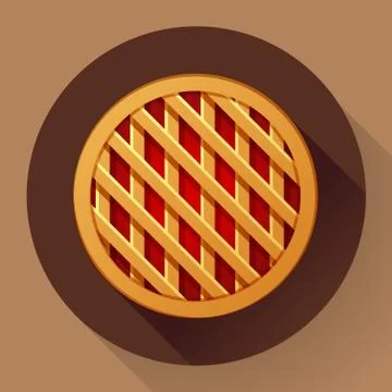 Sweet apple pie icon. Flat designed style Stock Illustration