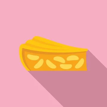 Sweet apple pie icon flat . Dessert cake Stock Illustration
