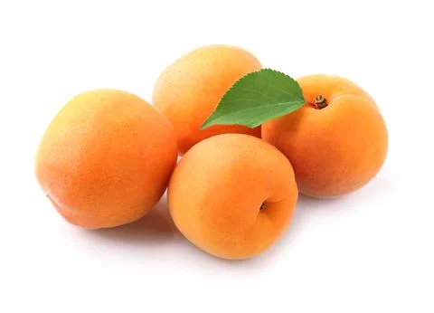 Sweet apricots with leaves Stock Photos