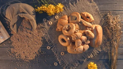 Sweet baking made of wheat flour. Видео 89138601