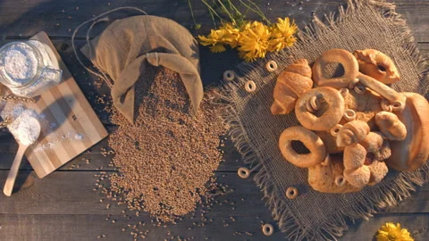 Sweet baking made of wheat flour. Video stock 89138703