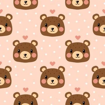 Sweet bear pattern on pink background Stock Illustration