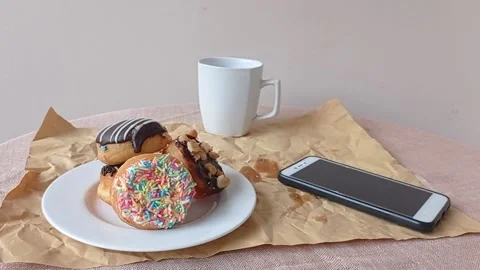 A sweet beautiful table setting on the cafe Stock Footage 149956870