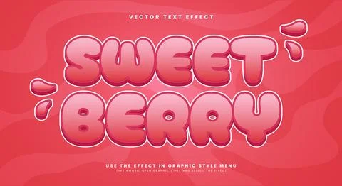 Sweet berry 3d editable text effect template Illustrazione stock
