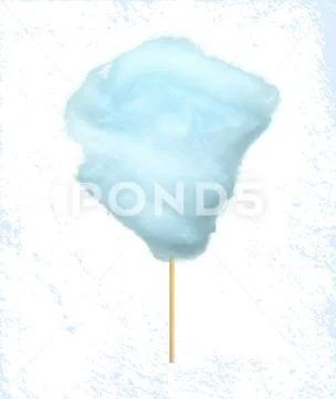 Sweet Blue Cotton Candy of Bilberry Taste Isolated Stock Illustration