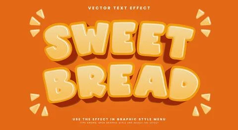 Sweet Bread 3D editable text effect Template Stock Illustration