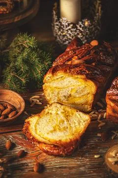 Sweet bread babka Stock Photos