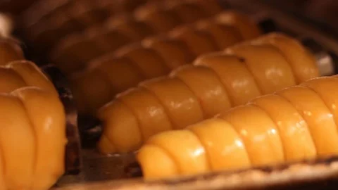 Sweet bread cones filled with jam Stock Footage 130084508