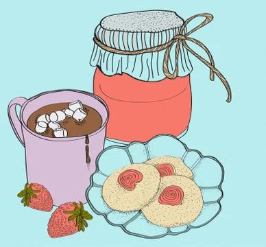 Sweet breakfast card Stock Illustration