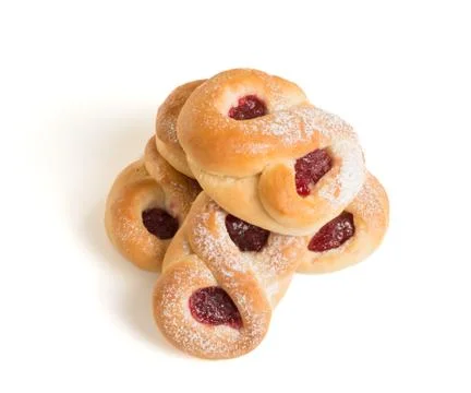 Sweet Bun with jam Stock Photos